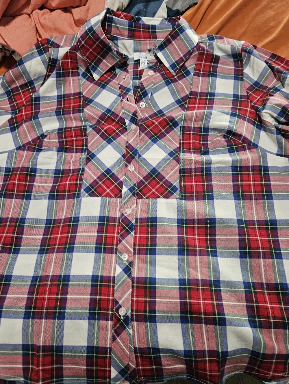 Nwot Plaid Button-Up Shirt in Red and White -
